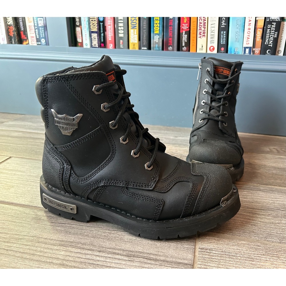 Harley-Davidson El Paso Mens Black Leather Riding Boots D91642 Size 9.5 M - Picture 3 of 9